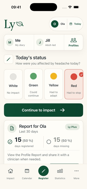 Ly app day status and report screen